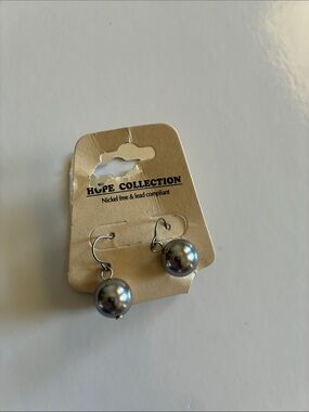 Hope Collection Silver Grey Pearl Drop Earrings